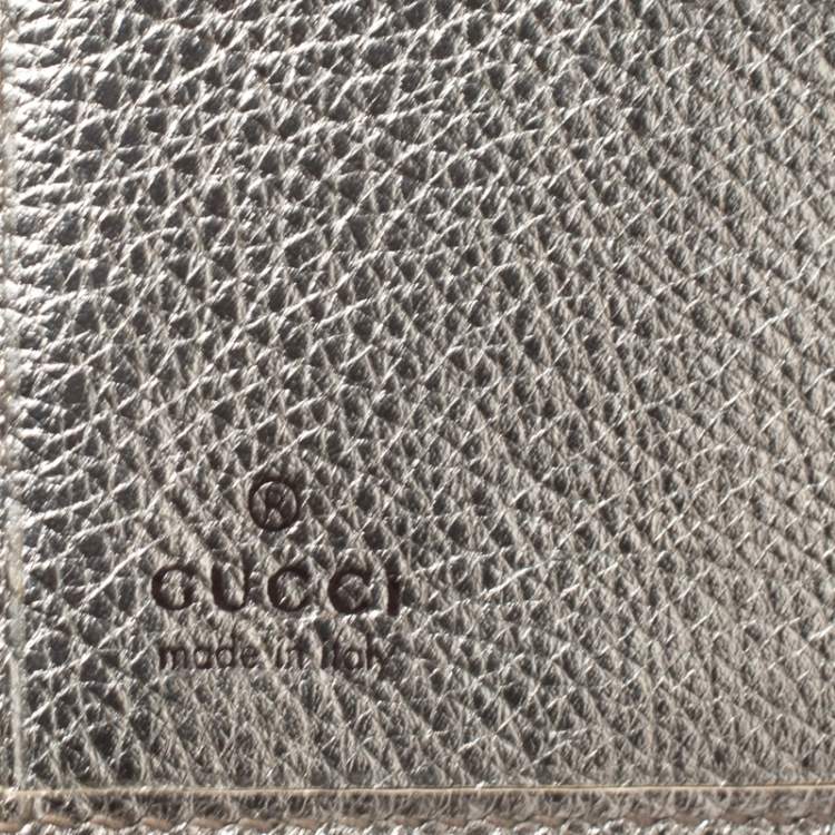 Pre Owned Gucci Beige/Metallic Gold GG Canvas Abbey D Ring Compact Wallet