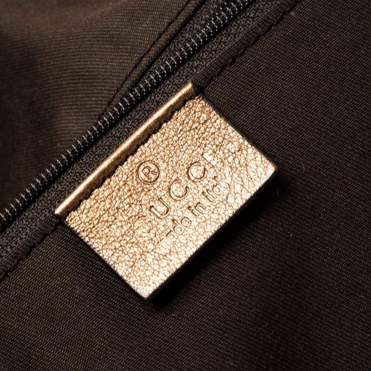 Pre Owned Gucci Metallic Rose Gold GG Canvas and Leather Medium Sukey Boston Bag