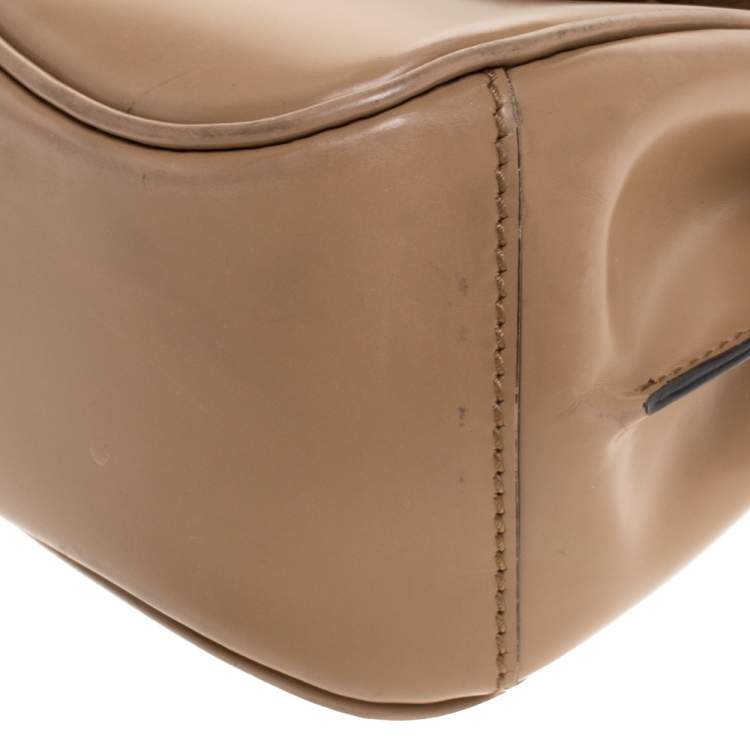 مملوكة مسبقًا Gucci Beige Leather Lady Lock Bamboo Top Handle Bag
