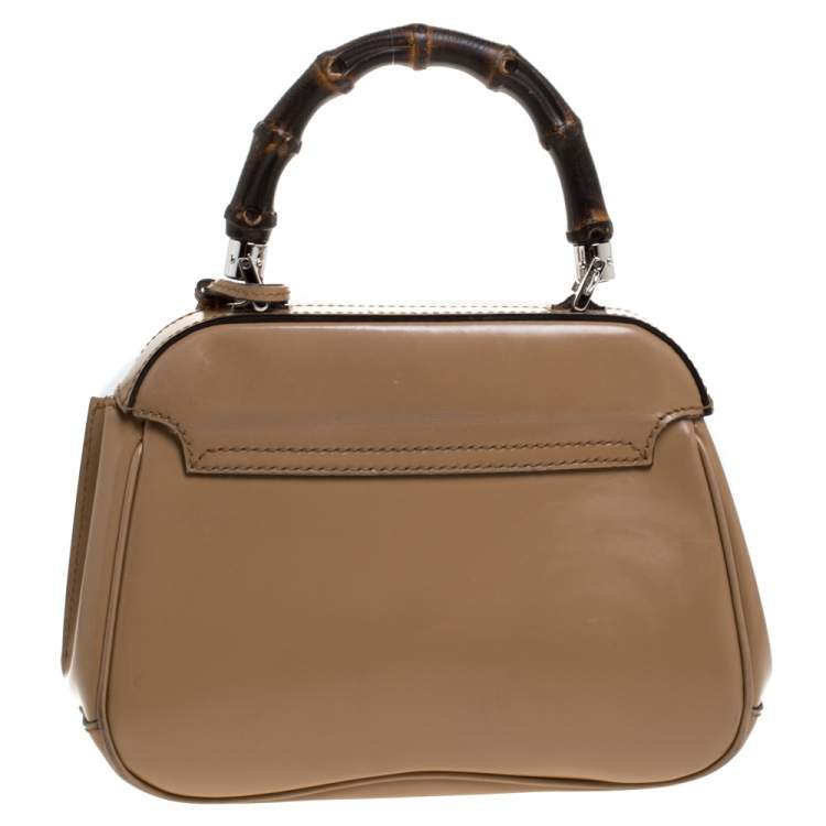 مملوكة مسبقًا Gucci Beige Leather Lady Lock Bamboo Top Handle Bag