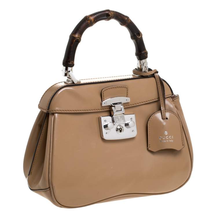 مملوكة مسبقًا Gucci Beige Leather Lady Lock Bamboo Top Handle Bag