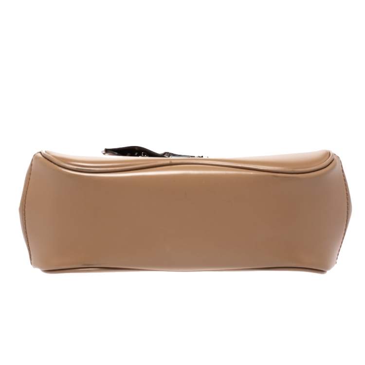 Pre Owned Gucci Beige Leather Lady Lock Bamboo Top Handle Bag