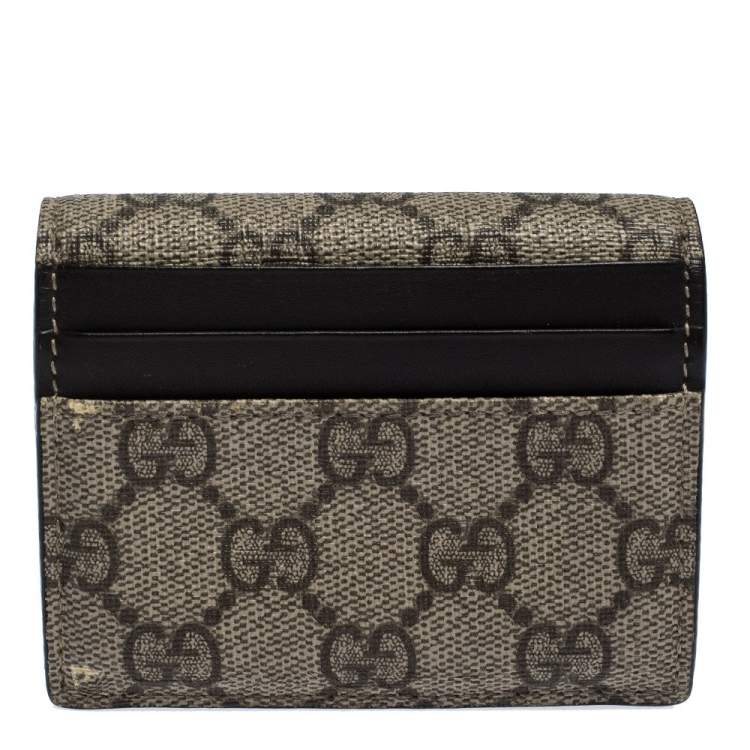 Pre Owned Gucci Brown GG Supreme Canvas Card Case