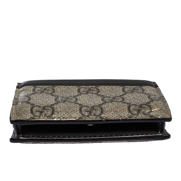 Pre Owned Gucci Brown GG Supreme Canvas Card Case