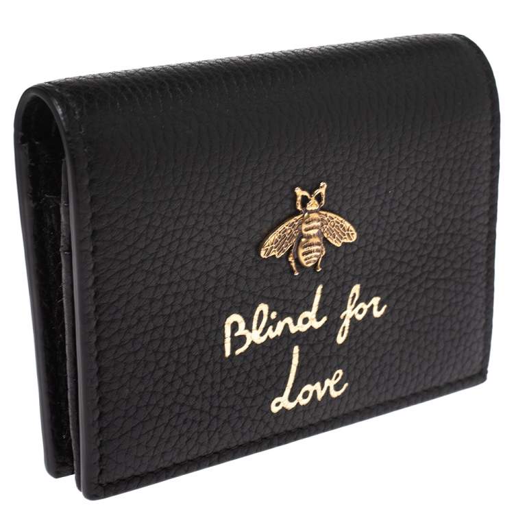 Pre Owned Gucci Black Leather Animalier Card Case
