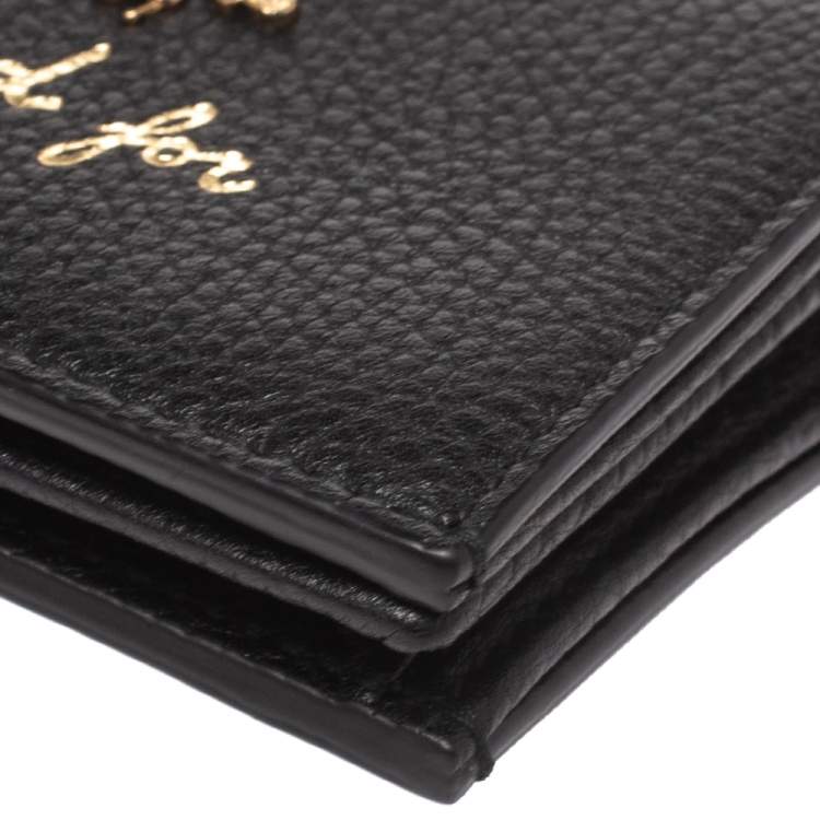 Pre Owned Gucci Black Leather Animalier Card Case