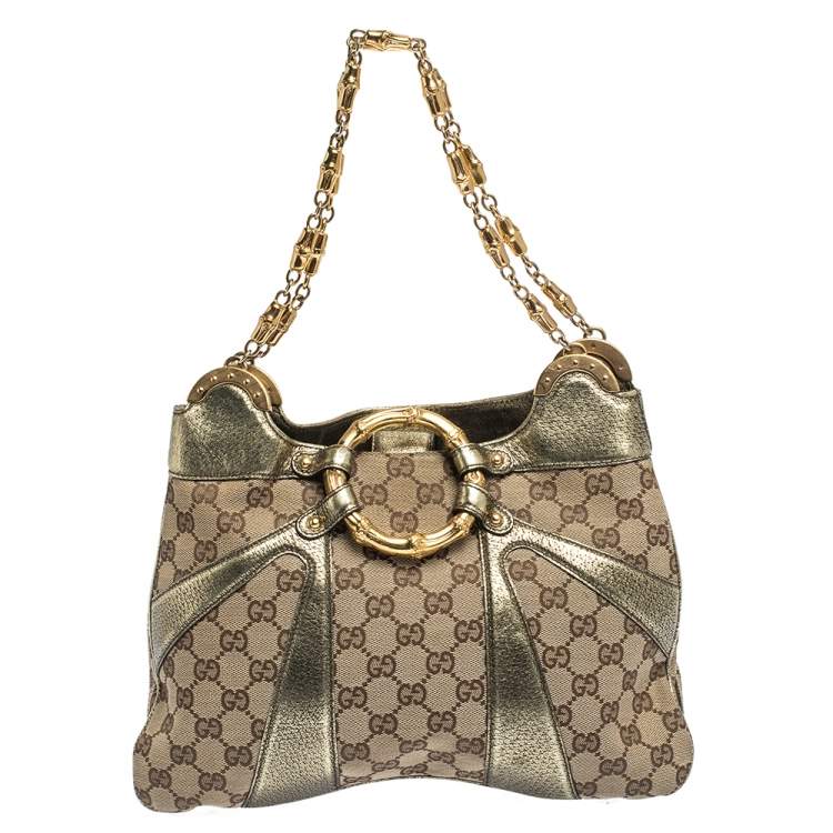 Gucci Beige/Metallic GG Canvas and Leather Limited Edition Tom Ford Bamboo  Shoulder Bag Gucci | TLC