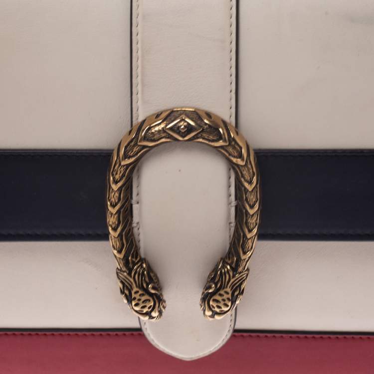 Pre Owned Gucci Tricolor Leather Medium Dionysus Bamboo Top Handle Bag