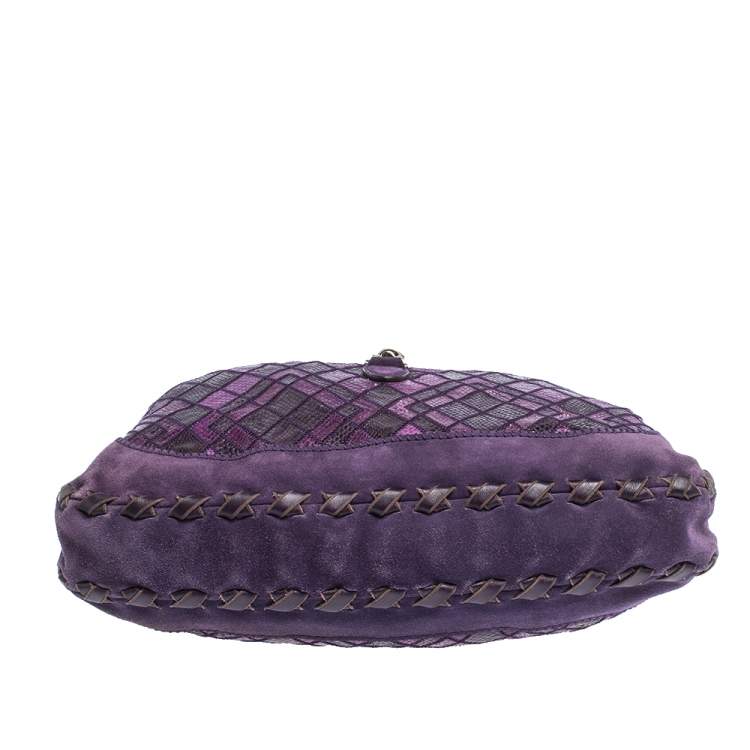 Pre Owned Gucci Purple Python and Suede Large New Jackie Hobo