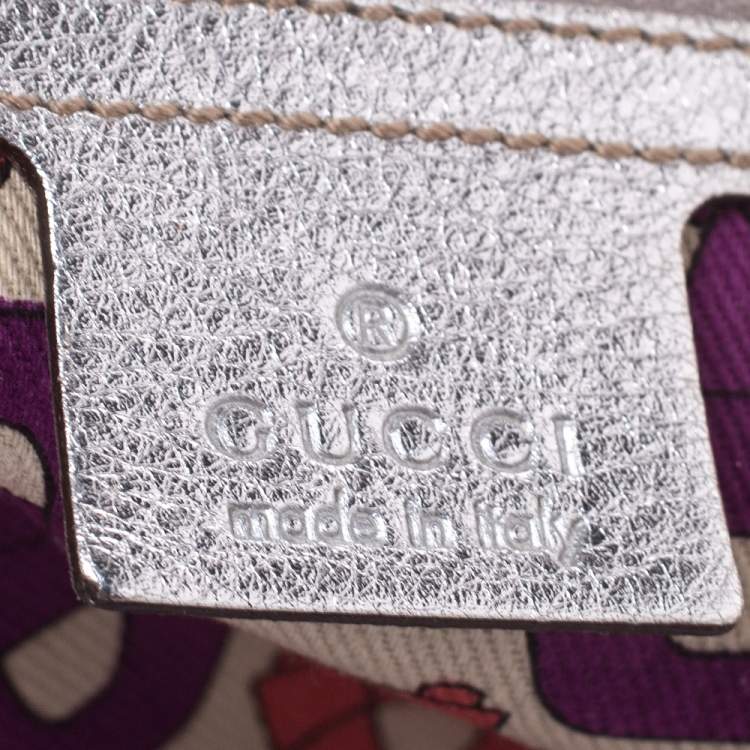 مملوكة مسبقًا Gucci Metallic Silver Guccissima Leather Britt Boston Bag