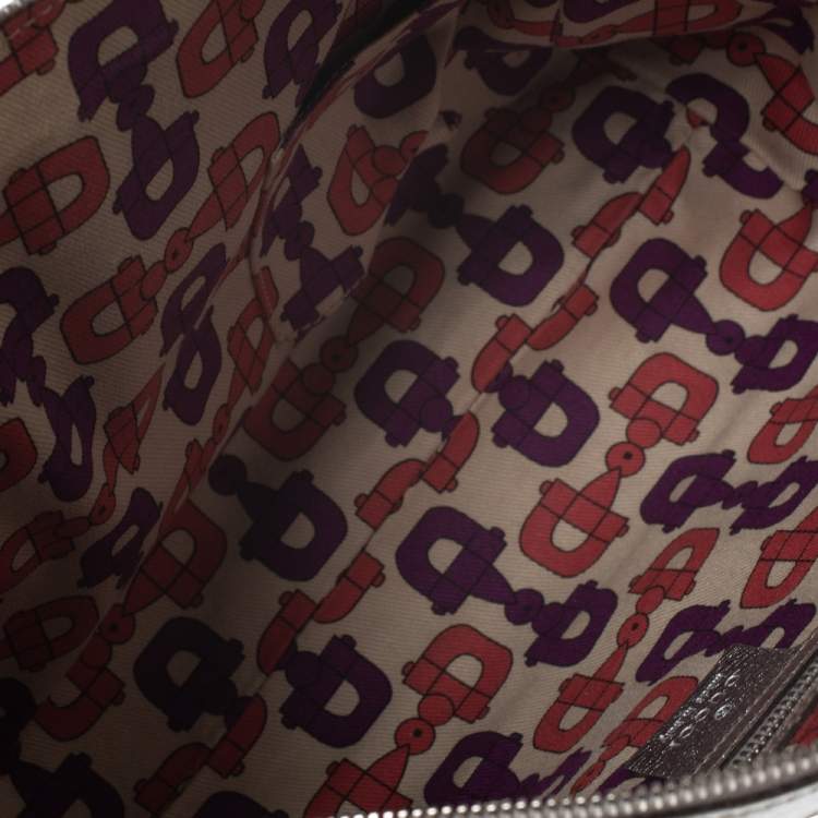 مملوكة مسبقًا Gucci Metallic Silver Guccissima Leather Britt Boston Bag