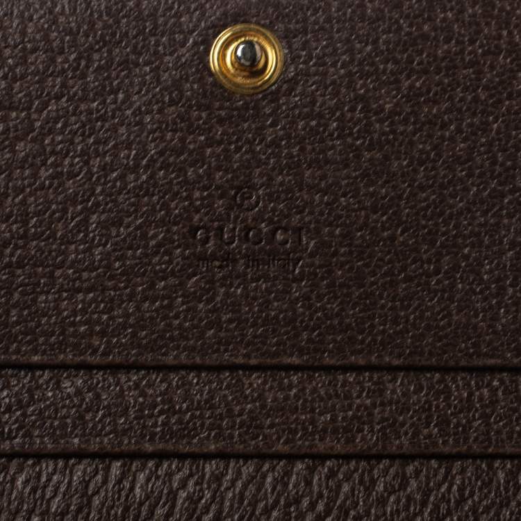 Pre Owned Gucci Brown GG Supreme Canvas and Leather Web Ophidia Card Case Wallet