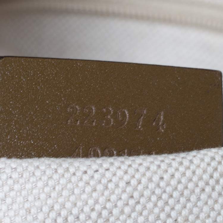 Pre Owned Gucci Beige/Olive Green GG Canvas and Leather Medium Sukey Boston Bag