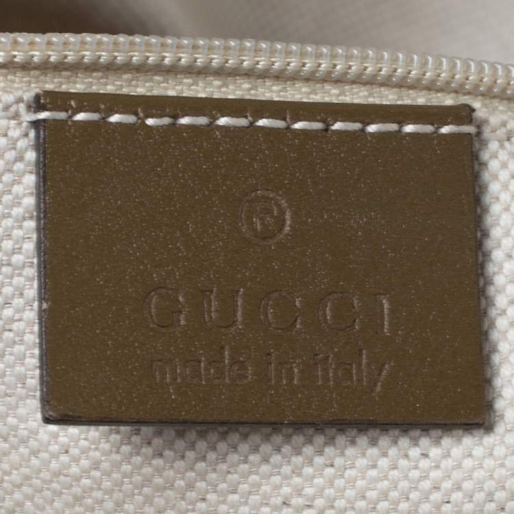 Pre Owned Gucci Beige/Olive Green GG Canvas and Leather Medium Sukey Boston Bag