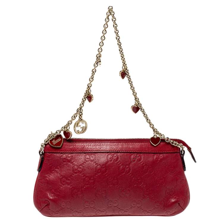 Gucci Guccissima Chain Pochette - Red Shoulder Bags, Handbags - GUC1277348