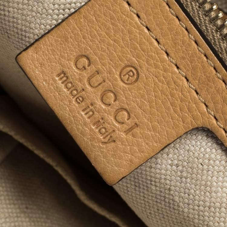 Pre Owned Gucci Beige Leather Medium Bamboo Shopper Tote