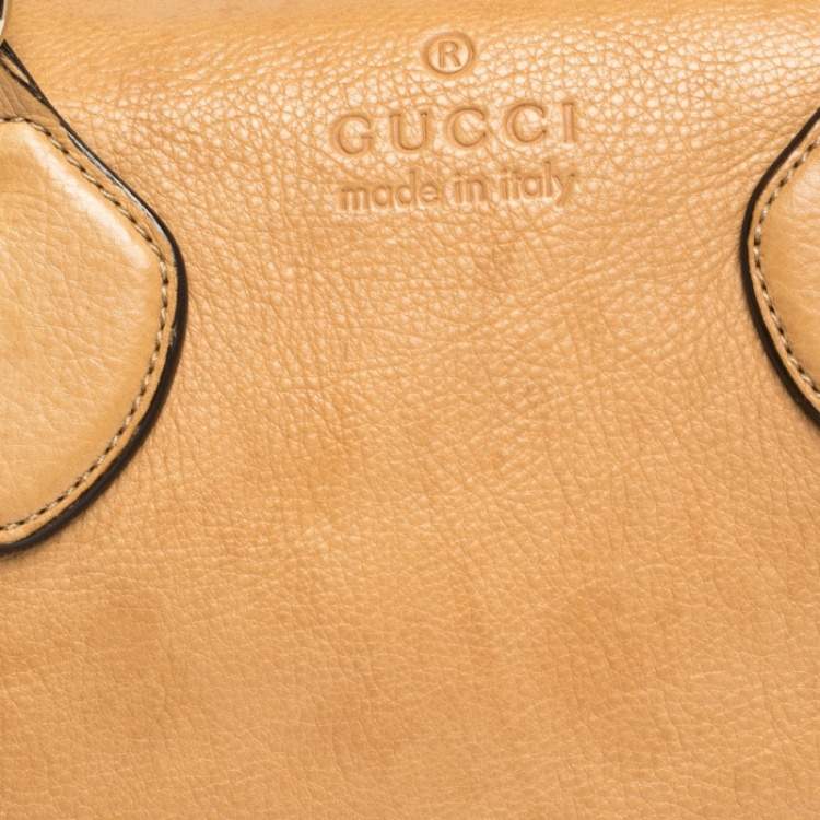 Pre Owned Gucci Beige Leather Medium Bamboo Shopper Tote