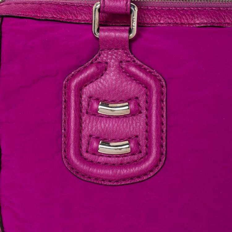 Pre Owned Gucci Magenta GG Neoprene and Leather Medium Techno Tag Boston Bag