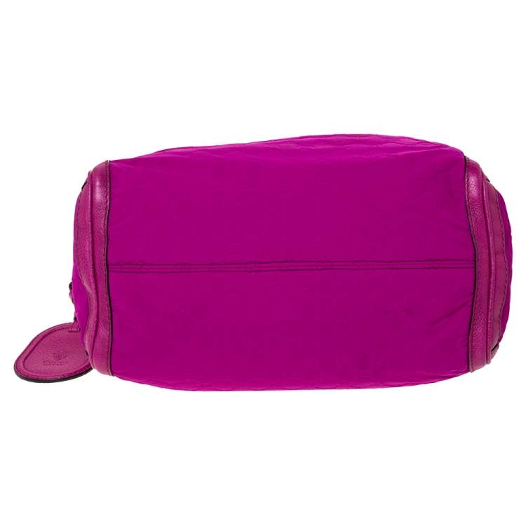 Pre Owned Gucci Magenta GG Neoprene and Leather Medium Techno Tag Boston Bag