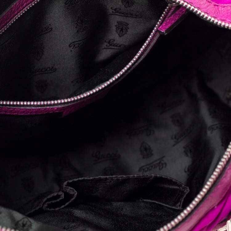 Pre Owned Gucci Magenta GG Neoprene and Leather Medium Techno Tag Boston Bag