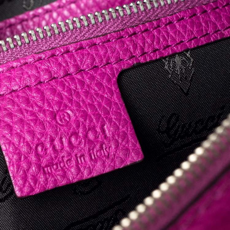 Pre Owned Gucci Magenta GG Neoprene and Leather Medium Techno Tag Boston Bag