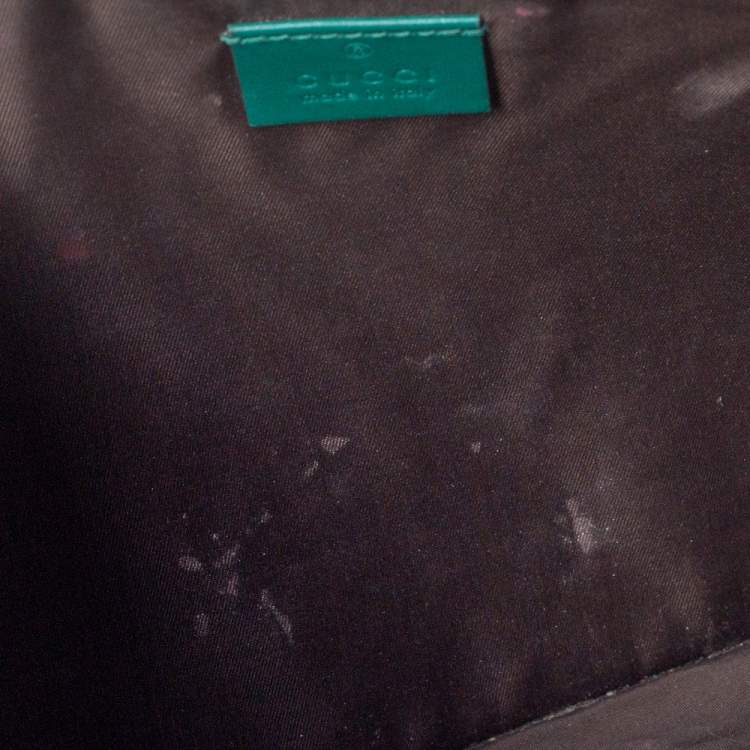 Pre Owned Gucci Green Leather L'Aveugle Par Amour Pouch