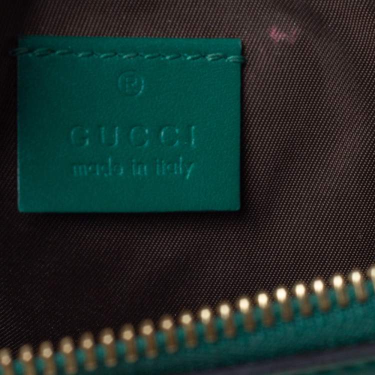 Pre Owned Gucci Green Leather L'Aveugle Par Amour Pouch