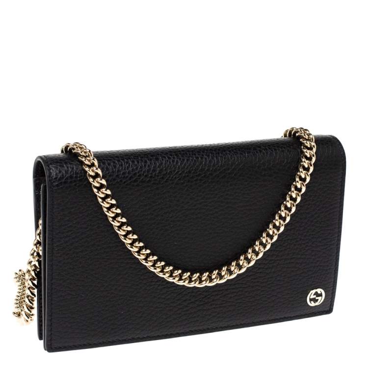 Pre Owned Gucci Black Leather Betty Wallet on Chain