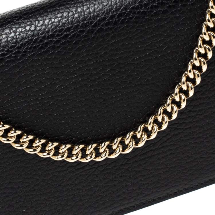 Pre Owned Gucci Black Leather Betty Wallet on Chain
