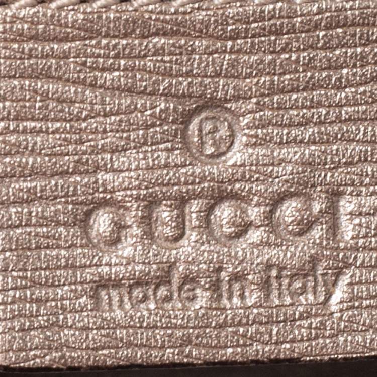 Pre Owned Gucci Metallic Beige Leather Bright Bit Tote