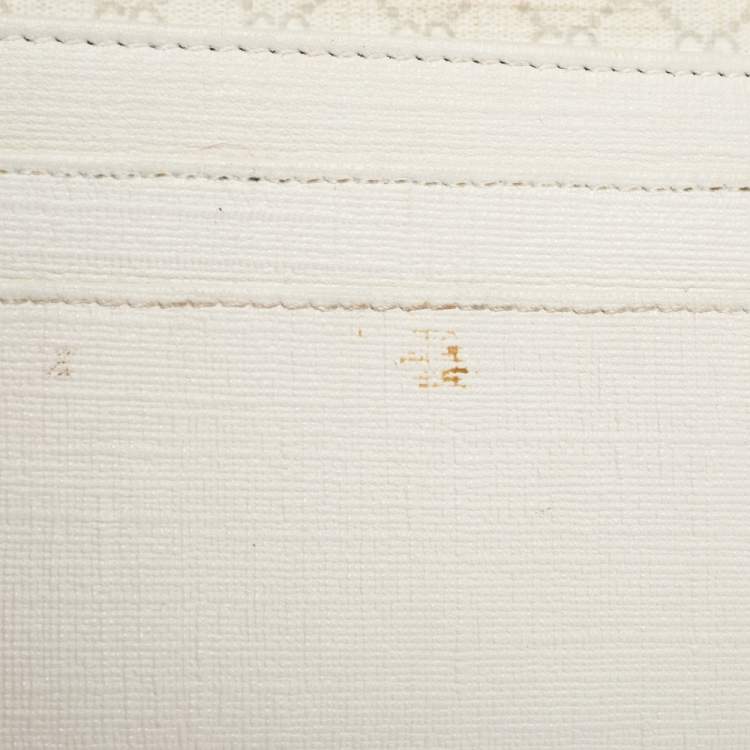 Pre Owned Gucci White Micro GG Supreme Canvas Neon Stars Continental Wallet 