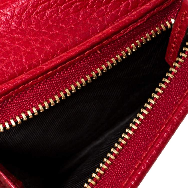 Pre Owned Gucci Red Leather GG Marmont Card Case