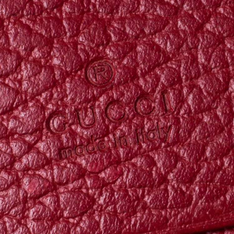 Pre Owned Gucci Red Leather GG Marmont Card Case