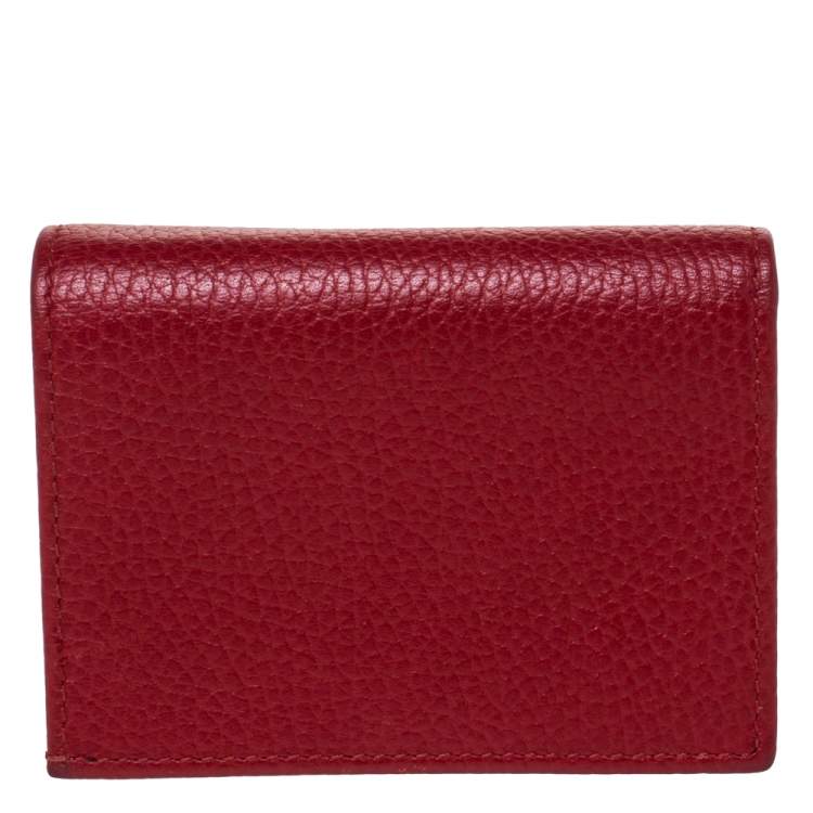 Pre Owned Gucci Red Leather GG Marmont Card Case