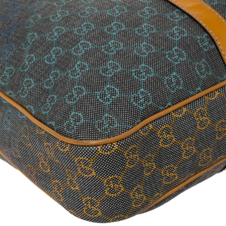Pre Owned Gucci Grey/Tan GG Supreme Canvas and Leather Briefcase