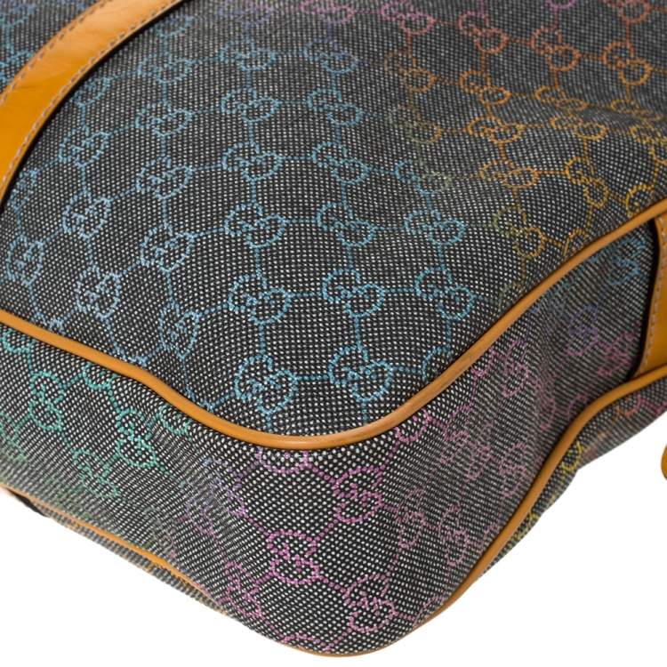 Pre Owned Gucci Grey/Tan GG Supreme Canvas and Leather Briefcase