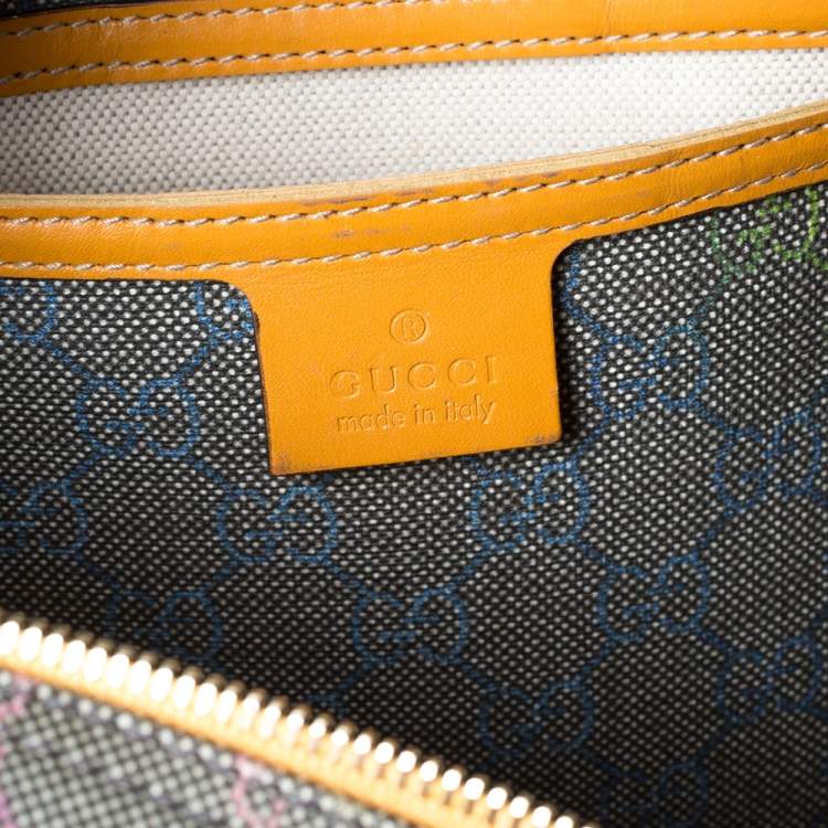 Pre Owned Gucci Grey/Tan GG Supreme Canvas and Leather Briefcase