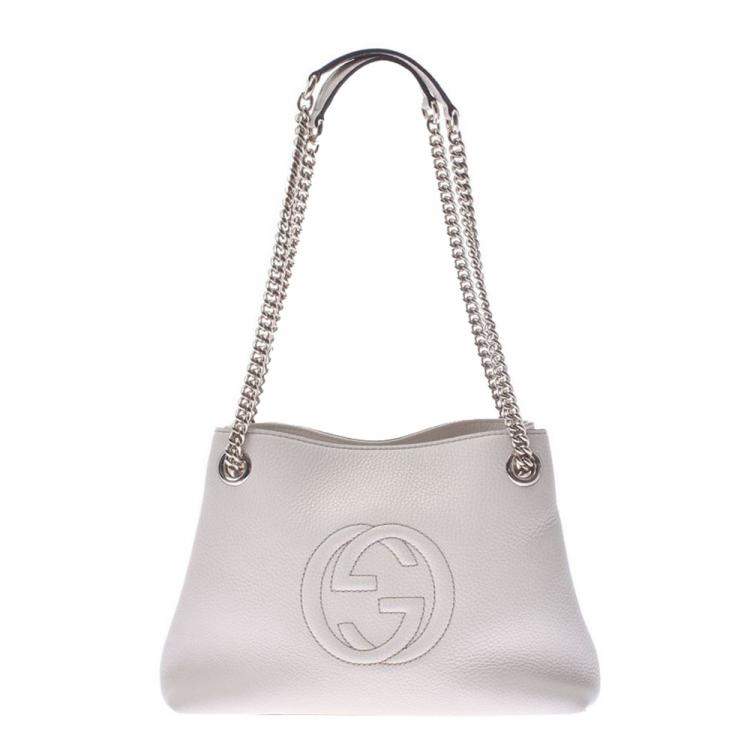 Gucci Ivory Calfskin Leather Mini Soho Chain Shoulder Bag