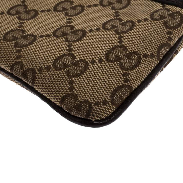 Pre Owned Gucci Beige/Brown GG Canvas and Leather Coin Purse