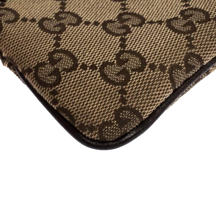 Pre Owned Gucci Beige/Brown GG Canvas and Leather Coin Purse
