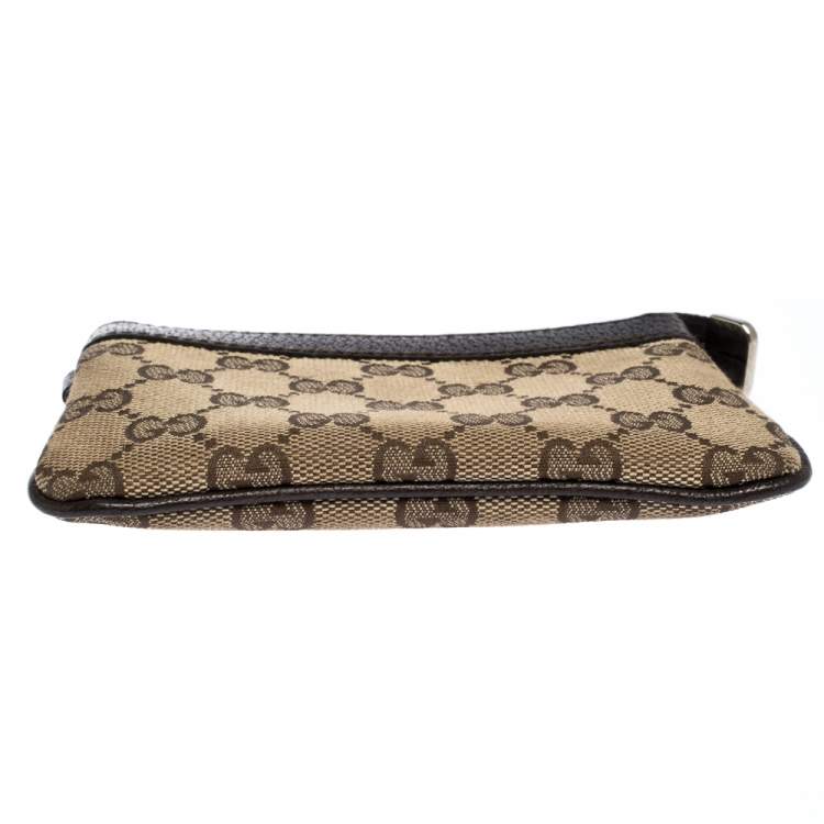 Pre Owned Gucci Beige/Brown GG Canvas and Leather Coin Purse