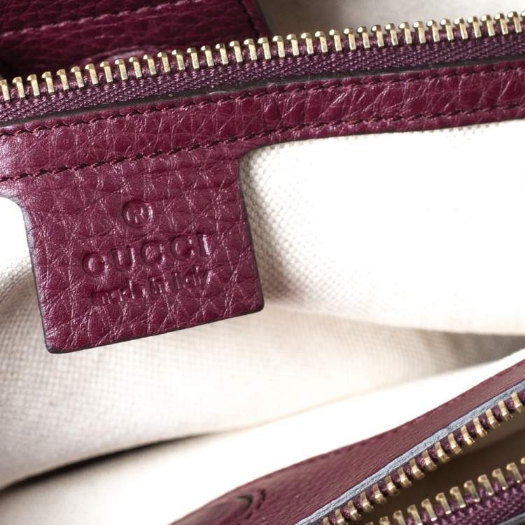 Pre Owned Gucci Burgundy Leather Medium Bamboo Tote