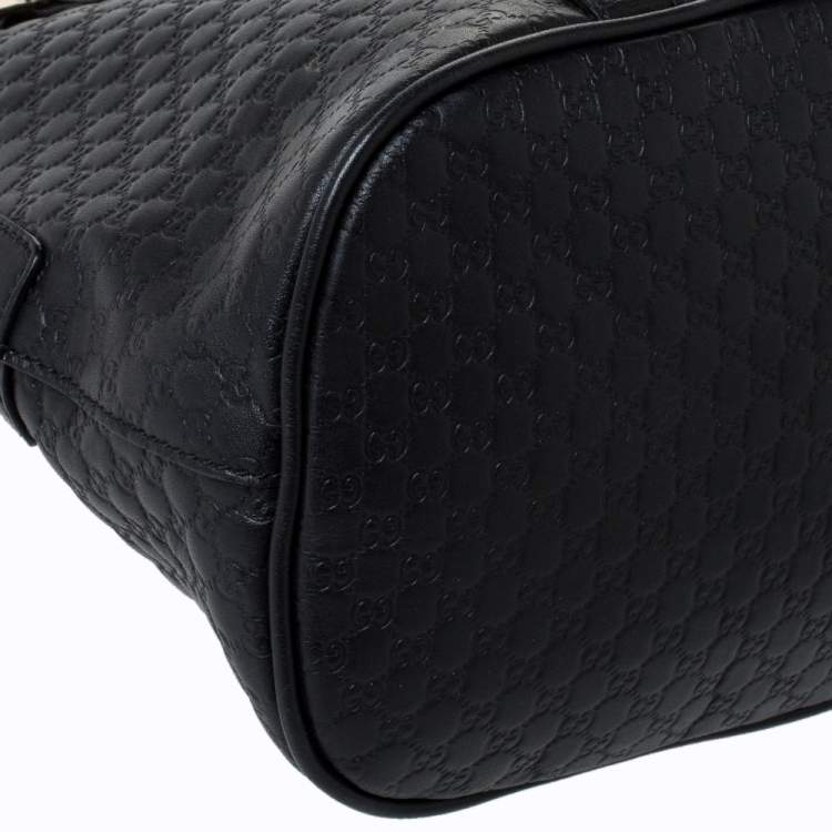 Pre Owned Gucci Black Microguccissima Leather Medium Dome Bag
