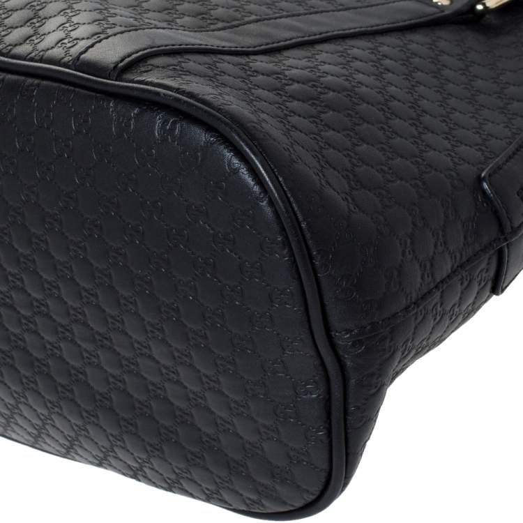 Pre Owned Gucci Black Microguccissima Leather Medium Dome Bag