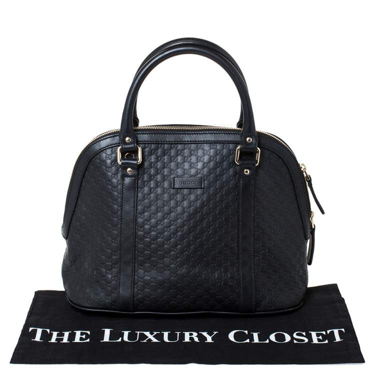Pre Owned Gucci Black Microguccissima Leather Medium Dome Bag