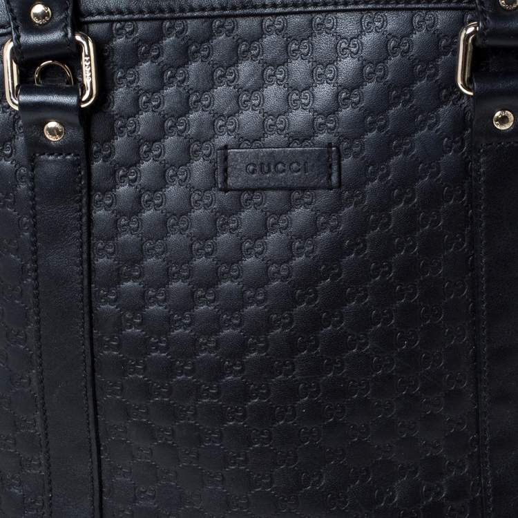 Pre Owned Gucci Black Microguccissima Leather Medium Dome Bag