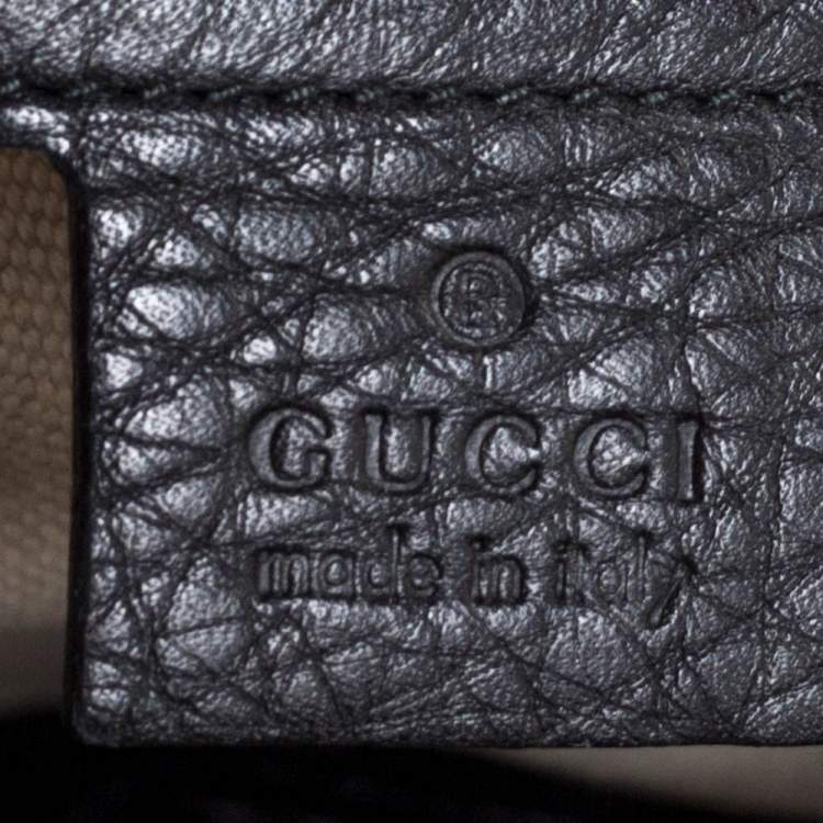 Pre Owned Gucci Black Leather Techno Horsebit Top Handle Bag