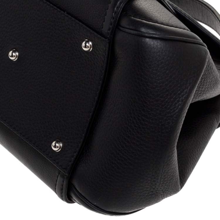 Pre Owned Gucci Black Leather Techno Horsebit Top Handle Bag