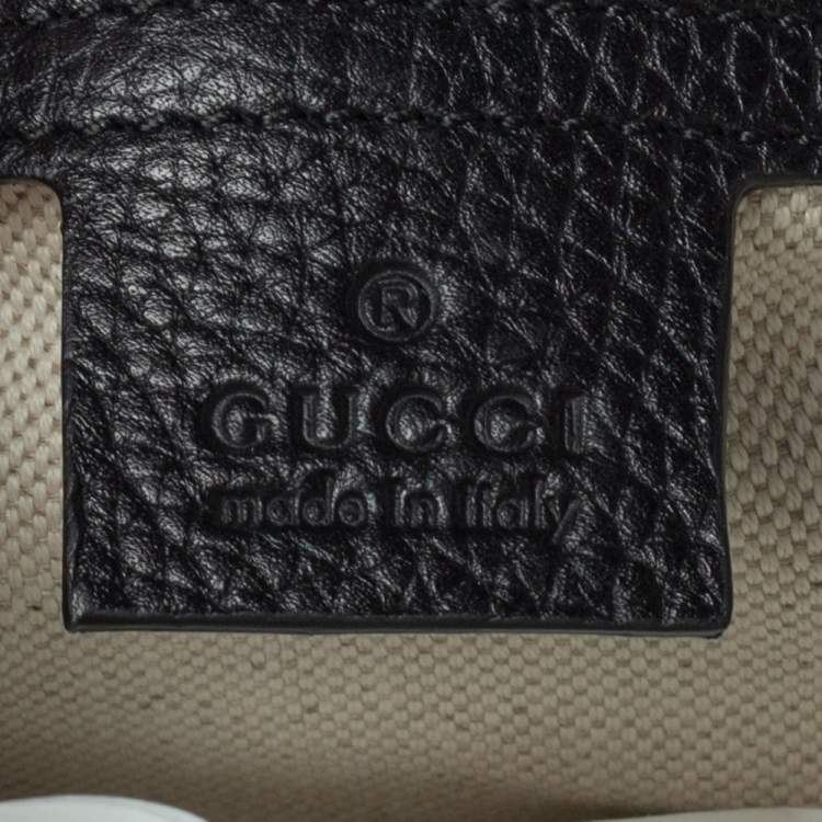 Pre Owned Gucci Black Leather Medium GG Marmont Top Handle Bag