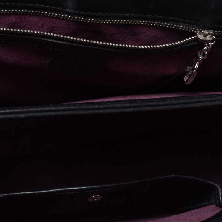 Pre Owned Gucci Black Patent Leather Lady Lock Bamboo Top Handle Bag